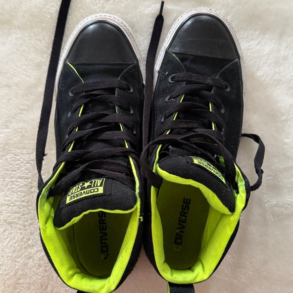 Converse Black and Bright Green High-Tops - Picture 3 of 6